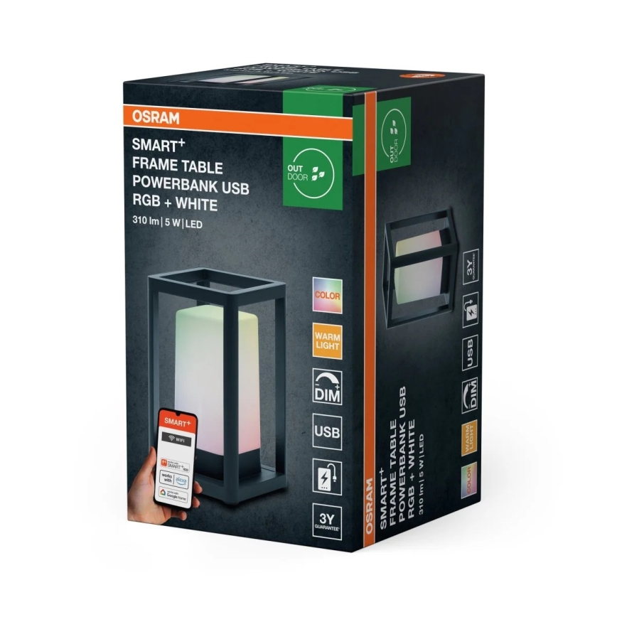 Osram - SMART+ димируема настолна LED лампа RGBW, 5W/5V, 3000K, IP44, Wi‑Fi