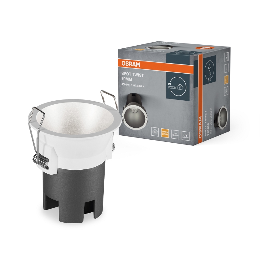 Osram - LED вградено таванно осветително тяло SPOT TWIST LED/5W/230V 3000K диаметър 7 см бяло/сребристо