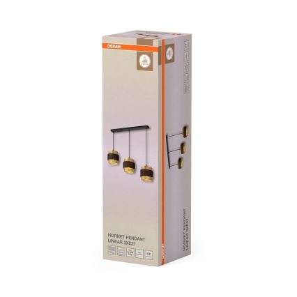Osram - Висящ полилей DECOR HORNET 3xE27/10W/230V черен/златен