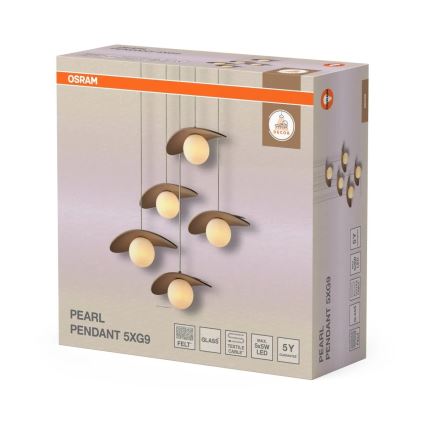 Osram - Висящ полилей на кабел DECOR PEARL 5xG9/5W/230V бежов
