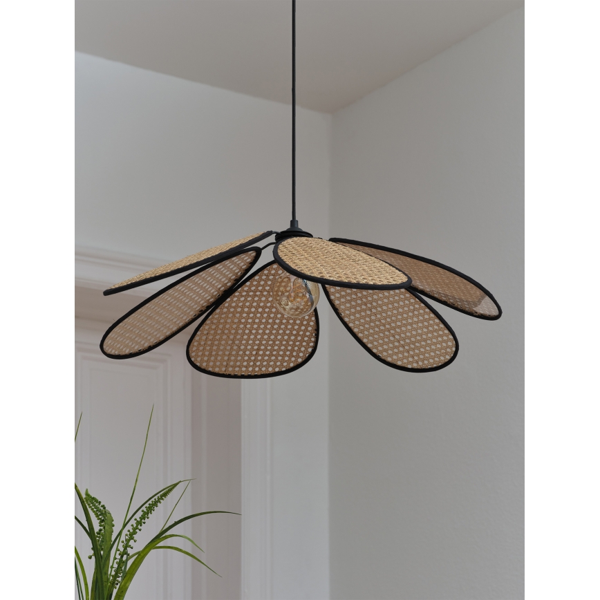 Osram - Висяща лампа на кабел DECOR RATTAN 1xE27/15W/230V Ø 69 см бежово/черно