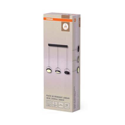 Osram - висяща LED лампа на кабел DECOR PUCK 3xLED/12W/230V CRI 90 черна