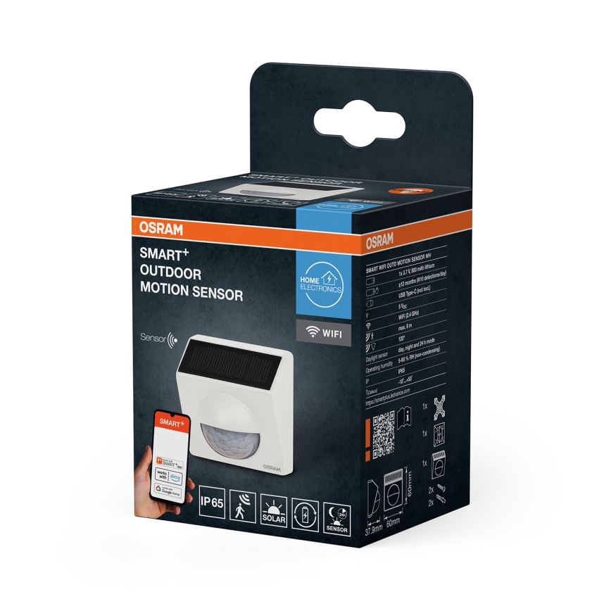 Osram - Външен соларен сензор за движение SMART+ 3,7V бял IP65 Wi-Fi 800 mAh