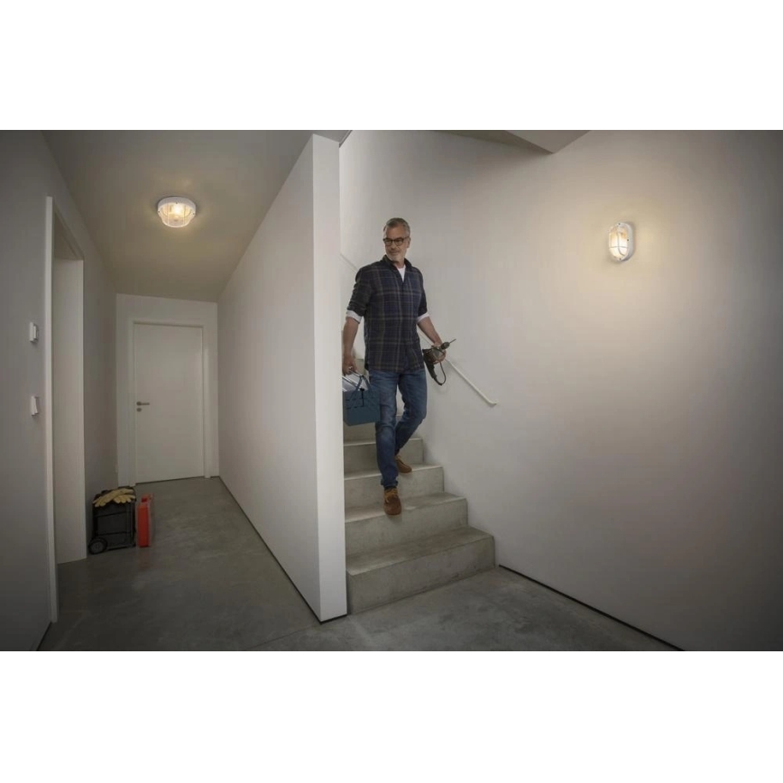 Osram - Външна стенна лампа BULKHEAD 1xE27/10W/230V Ø 19 см IP54 бяло