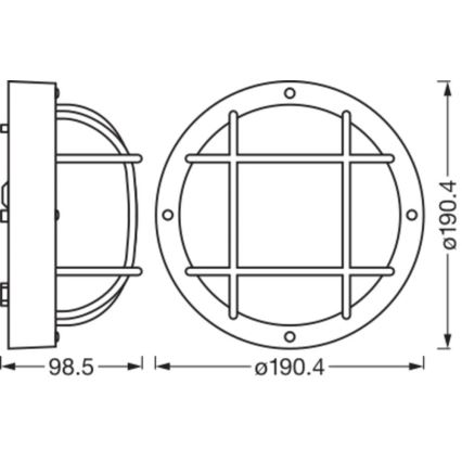 Osram - Външна стенна лампа BULKHEAD 1xE27/10W/230V Ø 19 см IP54 бяло