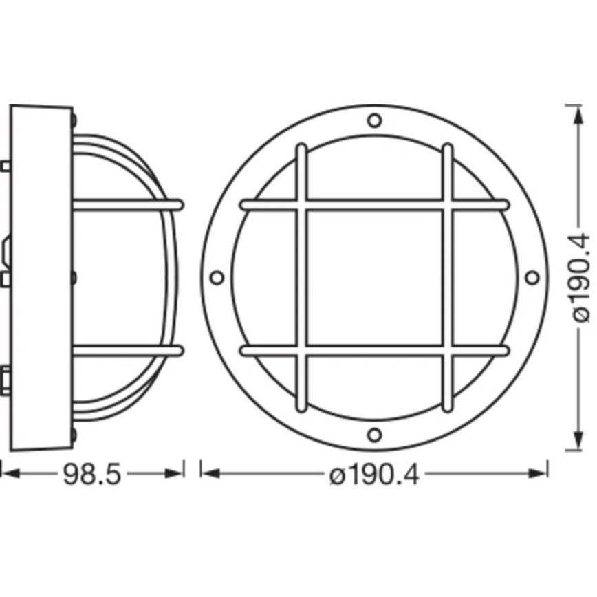 Osram - Външно стенно осветително тяло BULKHEAD, 1x E27 / 10 W / 230 V, Ø 19 см, IP54, черно