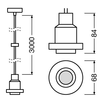 Osram - Захранващ кабел PENDULUM 1xE27/40W/230V черен