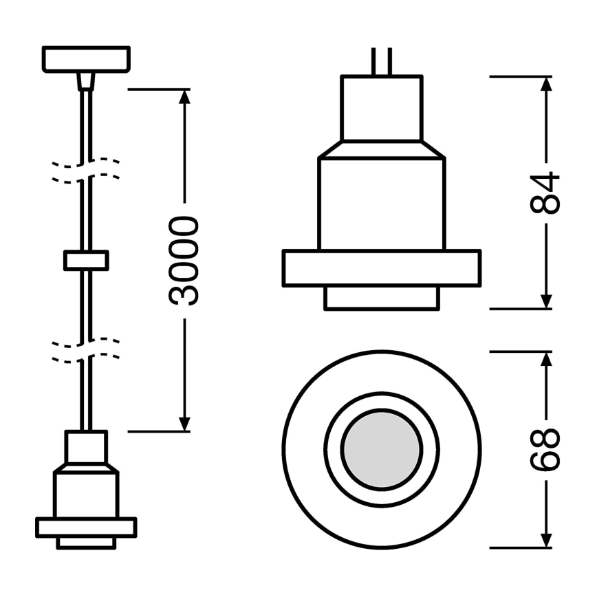 Osram - Захранващ кабел PENDULUM 1xE27/40W/230V черен
