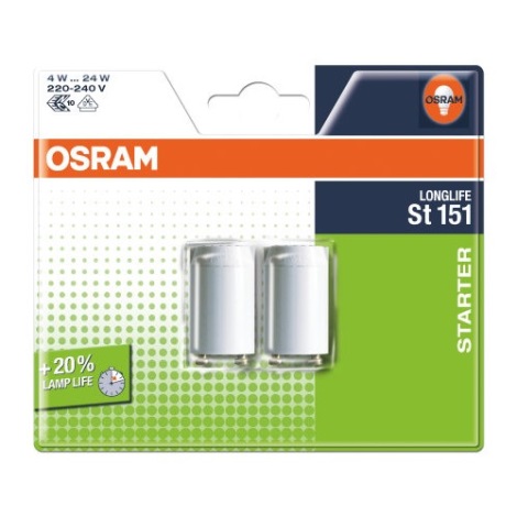 Osram - К-кт 2 бр. стартери за флуоресцентни лампи ST151 4-22W/230V