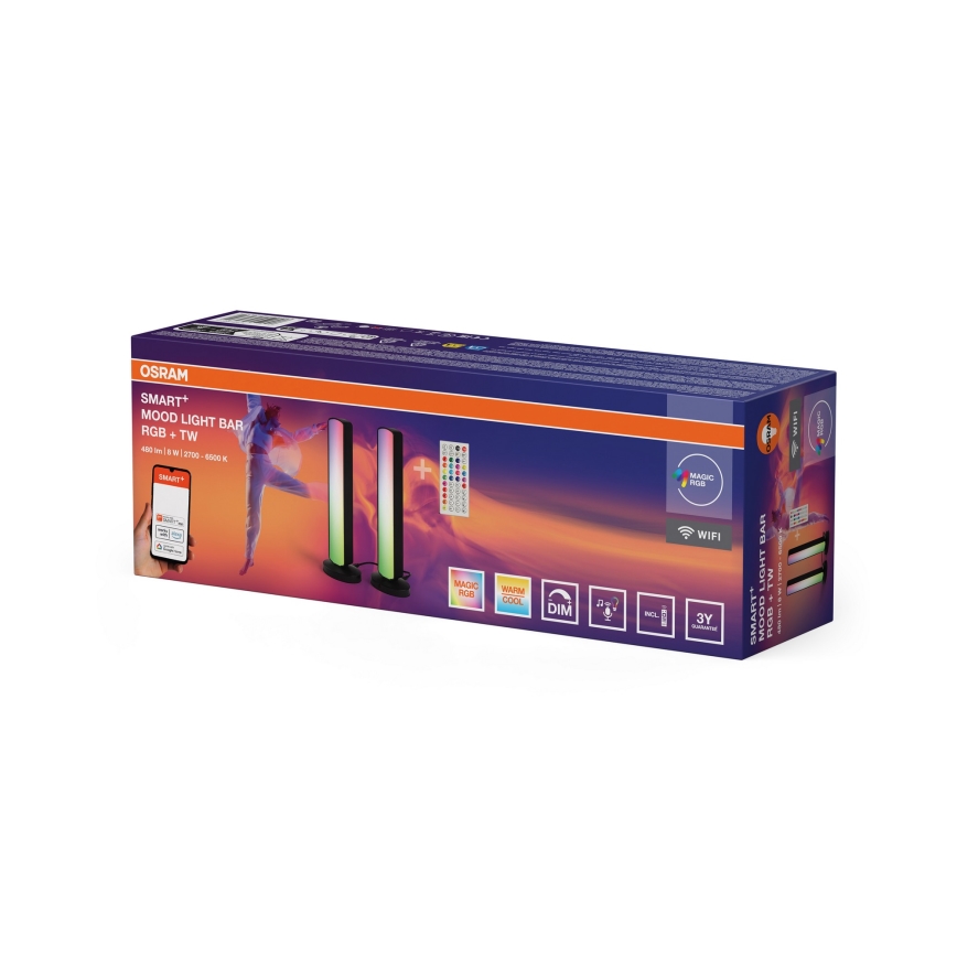 Osram - комплект 2x димируема настолна лампа LED RGBW MOOD LIGHT LED/4W/230V 2700-6500K Wi-Fi + дистанционно управление