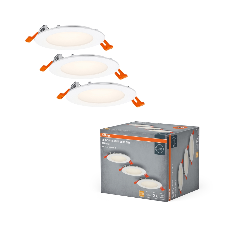 Osram - комплект от 3 вградени LED осветителни тела SPOT LED/8W/230V 3000K, Ø 12 см, бели
