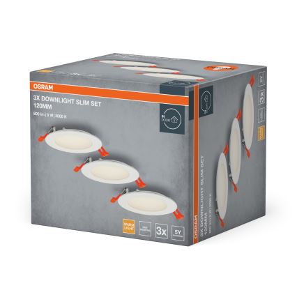 Osram - комплект от 3 вградени LED осветителни тела SPOT LED/8W/230V 3000K, Ø 12 см, бели