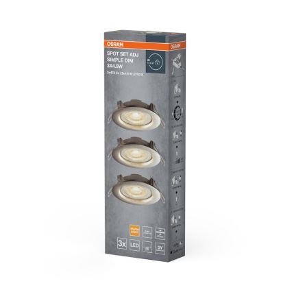 Osram - Комплект от 3 димируеми вградени LED осветителни тела LED/4,9W/230V