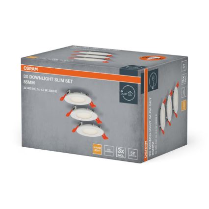 Osram - Комплект от 3 вградени LED осветителни тела SLIM LED/4,5W/230V