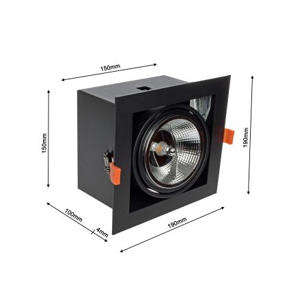 Осветление за окачен таван PLAZA AR111 1xGU10/12W/230V черна