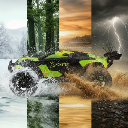 Overmax - радиоуправляема кола X-MONSTER 3.5, 1700 mAh, черна/червена/зелена