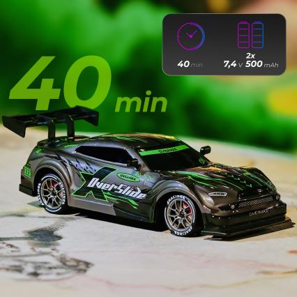 Overmax - RC дрифт автомобил с дистанционно управление 2 в 1 X-OVERSLIDE 1000 mAh черен/зелен/син/червен