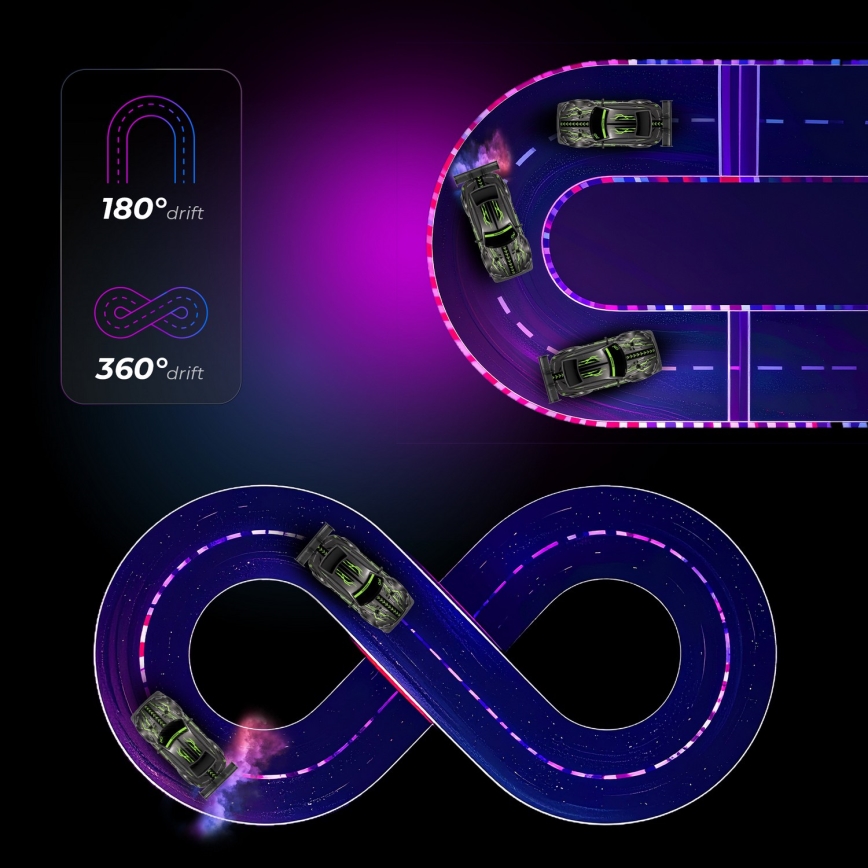 Overmax - RC дрифт автомобил с дистанционно управление 2 в 1 X-OVERSLIDE 1000 mAh черен/зелен/син/червен
