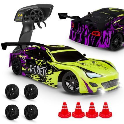 Overmax - RC дрифт автомобил с дистанционно управление X-DRIFT 1000 mAh жълт/лилав