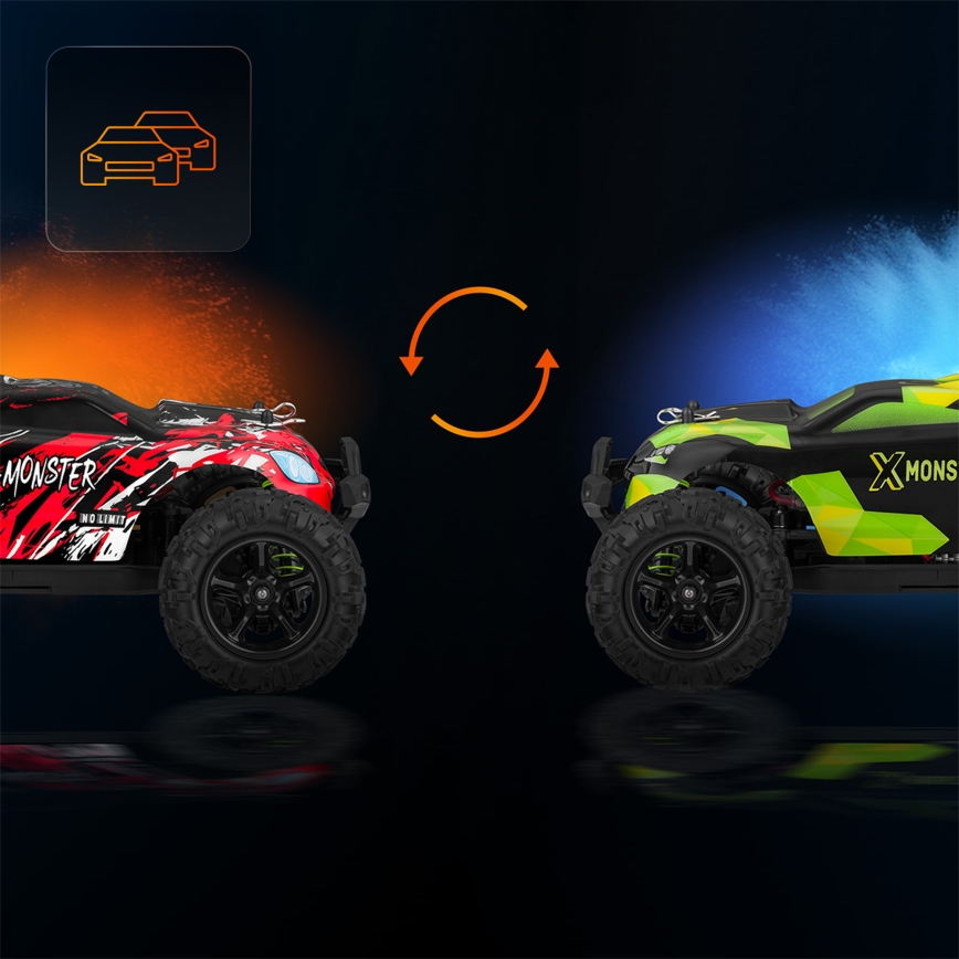 Overmax - RC кола с дистанционно управление 2 в 1 X-MONSTER 3.5 1700 mAh черна/червена/зелена