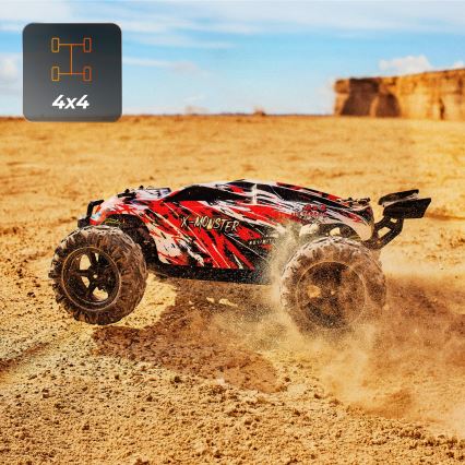 Overmax - RC кола с дистанционно управление 2 в 1 X-MONSTER 3.5 1700 mAh черна/червена/зелена