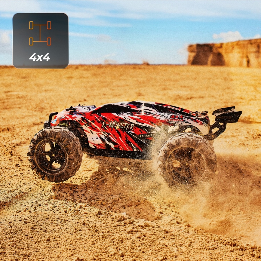 Overmax - RC кола с дистанционно управление 2 в 1 X-MONSTER 3.5 1700 mAh черна/червена/зелена