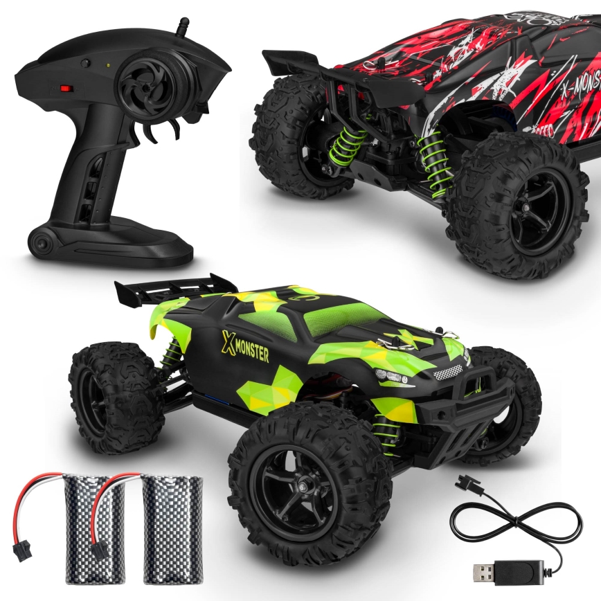 Overmax - RC кола с дистанционно управление 2 в 1 X-MONSTER 3.5 1700 mAh черна/червена/зелена
