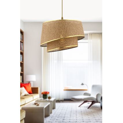 Окачена лампа BARETTE 1xE27/60W/230V кафяво/златно