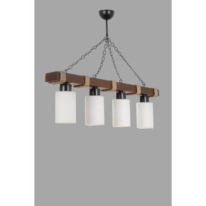 Окаченa лампа JASMIN 4xE27/40W/230V кафяво/бяло