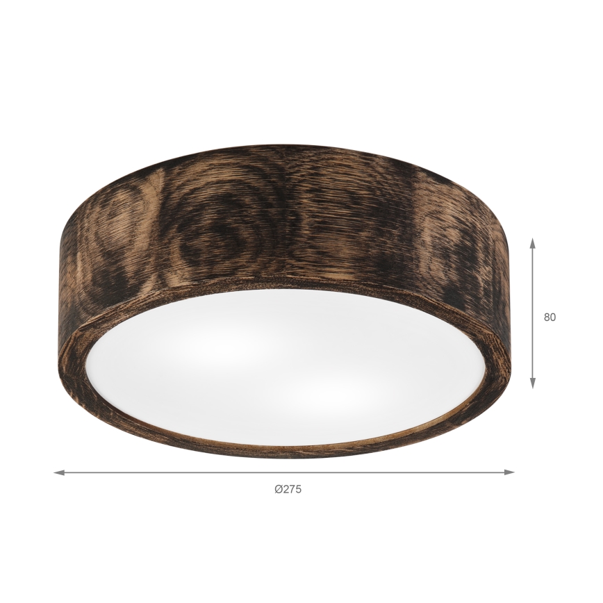 Потолочно осветително тяло за баня OAK SMOKY 2xE27/15W/230V IP54 Ø 27,5 см дъб/кафяво
