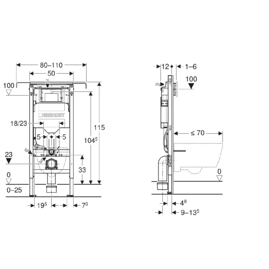 Висяща тоалетна чиния CITY OVAL + тоалетна седалка SoftClose CITY OVAL + бутон за промиване SIGMA + вграден модул + изолационна подложка