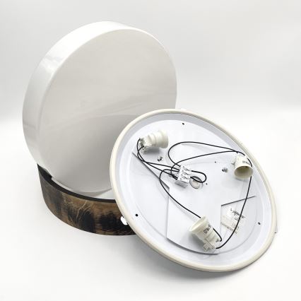 Потолен осветител за баня OAK SMOKY 3xE27/15W/230V IP54 Ø 37,5 см дъб/кафяв