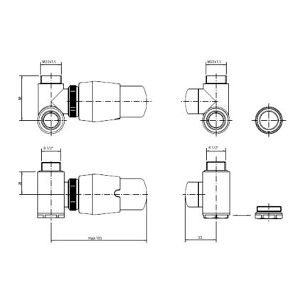 P.M.H. INTER-LC - Вентил с термостатична глава INTER ляв/лъскав хром