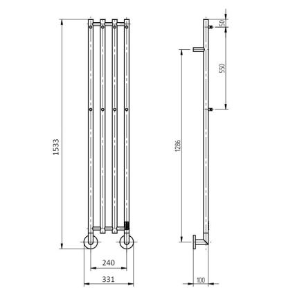 P.M.H. MO1B-R - Електрически сушител за кърпи MONA 93W/230V 153,3 cm IP44 черен