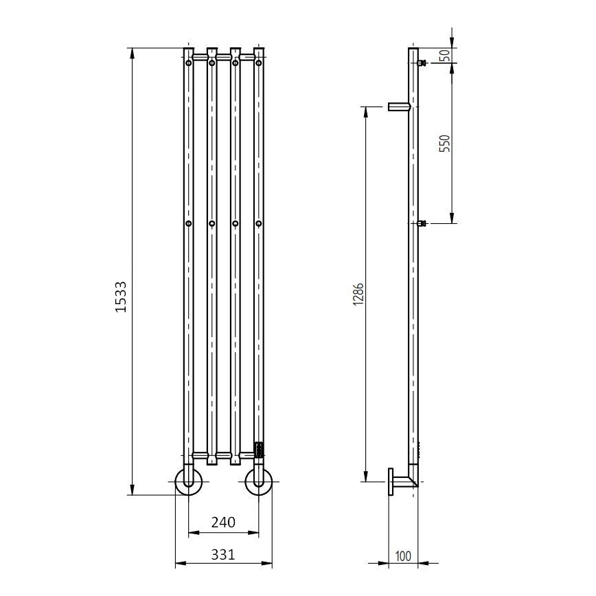 P.M.H. MO1B-R - Електрически сушител за кърпи MONA 93W/230V 153,3 cm IP44 черен
