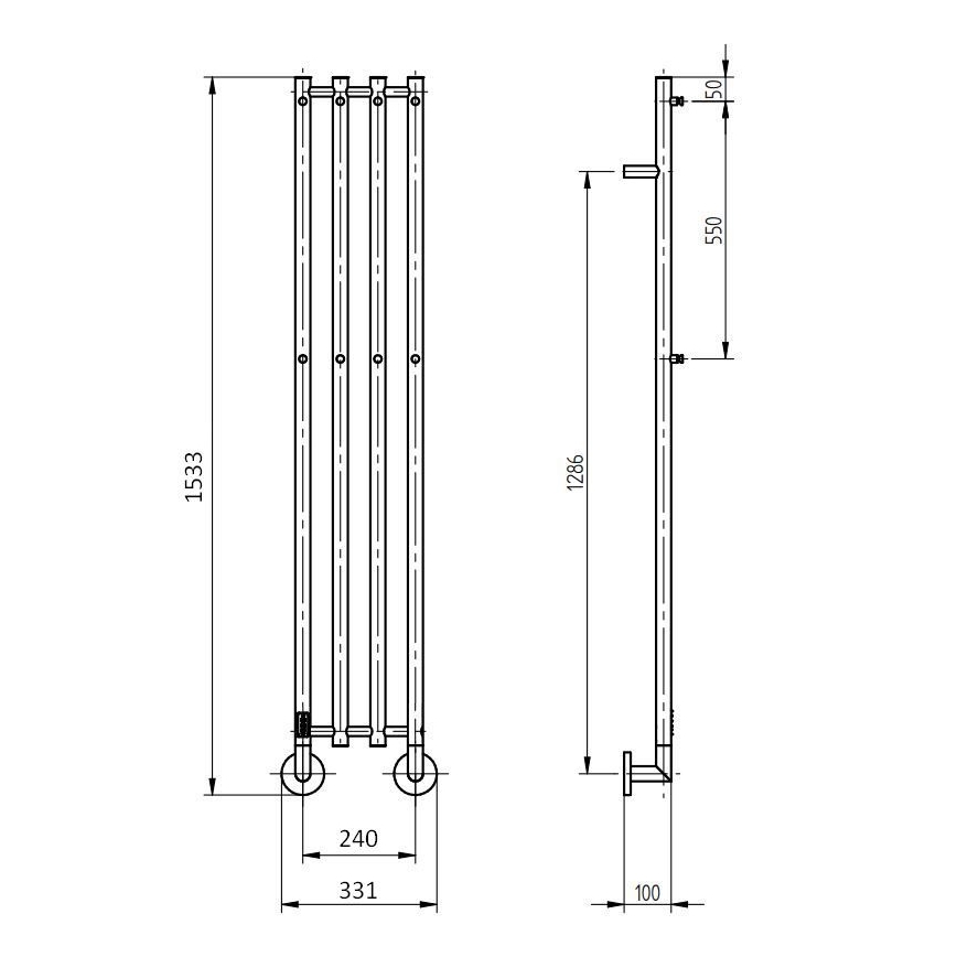P.M.H. MO1SS-LK - Електрически сушилник за кърпи MONA 93W/230V 153,3 cm IP44 полирана неръждаема стомана