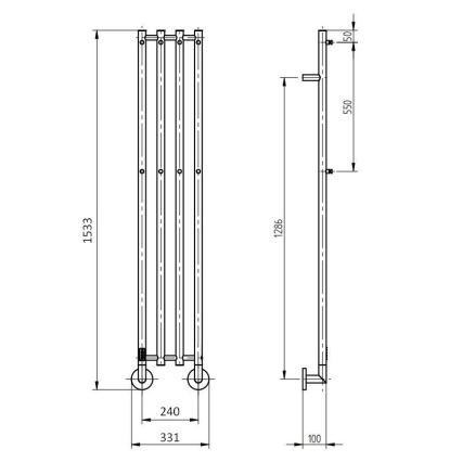 P.M.H. MO1SS-LK - Електрически сушилник за кърпи MONA 93W/230V 153,3 cm IP44 полирана неръждаема стомана