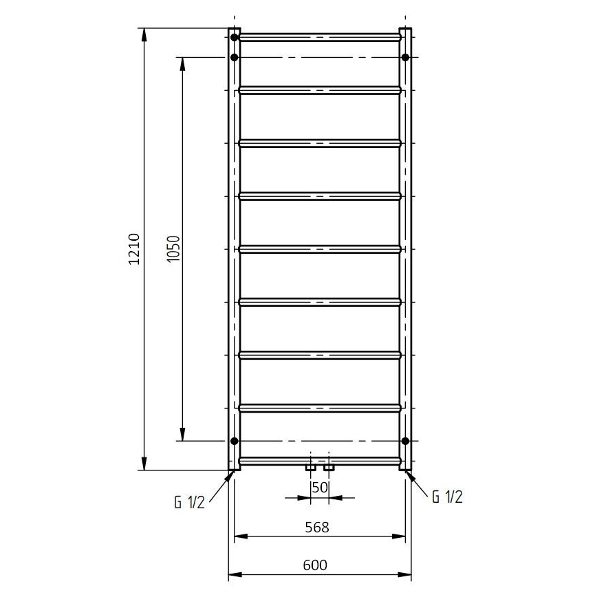P.M.H. NS4C-M - Лира за баня NAAS 222 W 121 см, гланцов хром