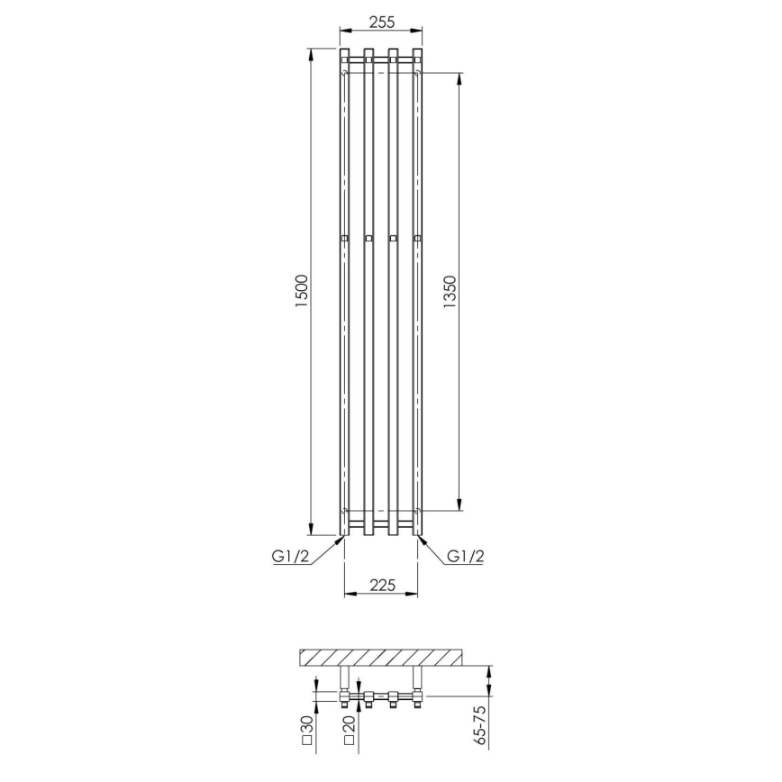 P.M.H. PX2C/4 - Радиатор за баня тип стълба PLUTO X 350W 150 cm лъскав хром