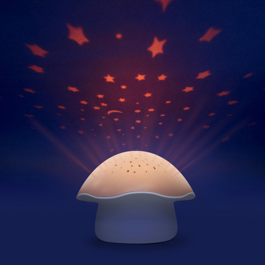 PABOBO - Проектор с melody STAR MUSHROOM 3xAA сьомгово розов
