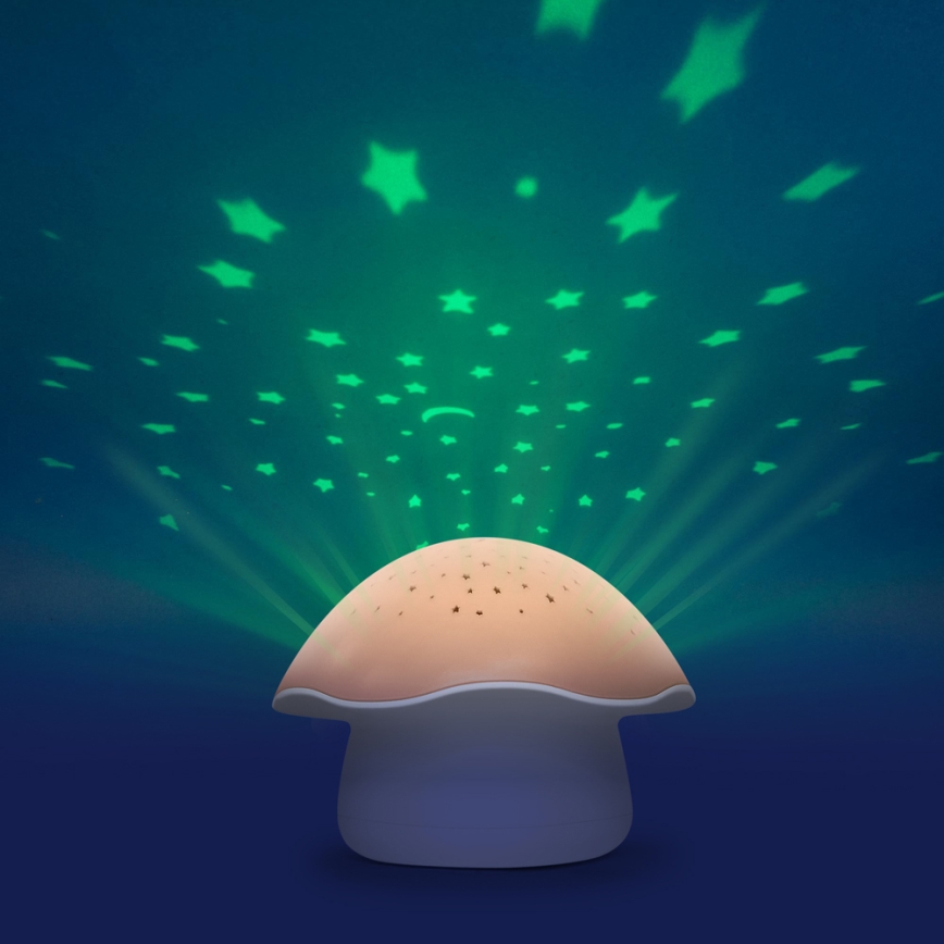 PABOBO - Проектор с melody STAR MUSHROOM 3xAA сьомгово розов