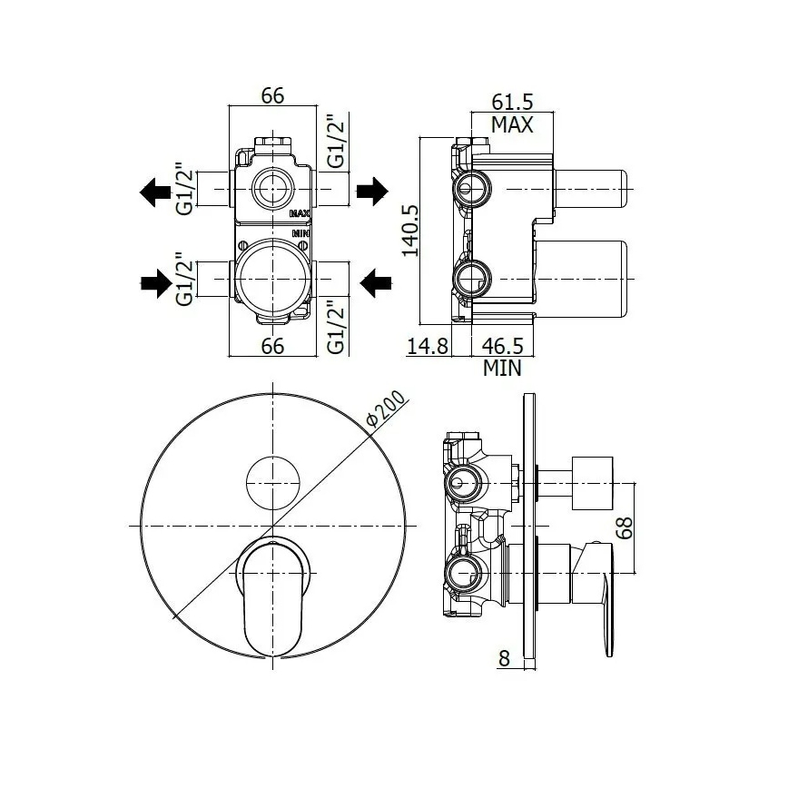 Paffoni - Душ смесител за вграден монтаж CANDY лъскав хром
