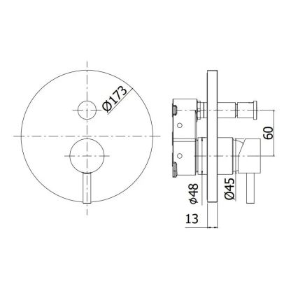 Paffoni - Душ смесител за вграден монтаж LIGHT, хром с висок гланц