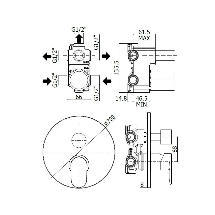 Paffoni - Душ смесител за вграждане CANDY блестящ хром
