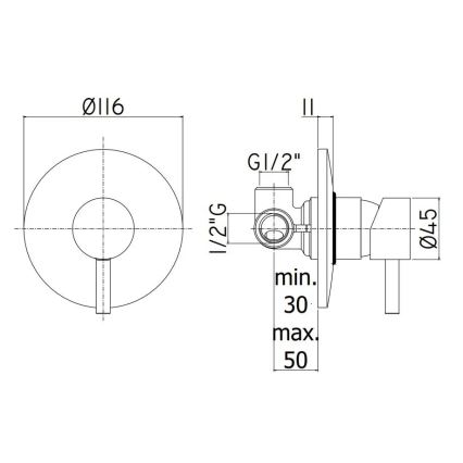 Paffoni - Душ смесител за вграждане LIGHT, матов хром