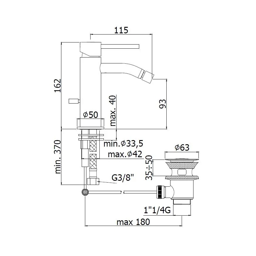 Paffoni - Смесител за биде + изпускател LIGHT четкано злато