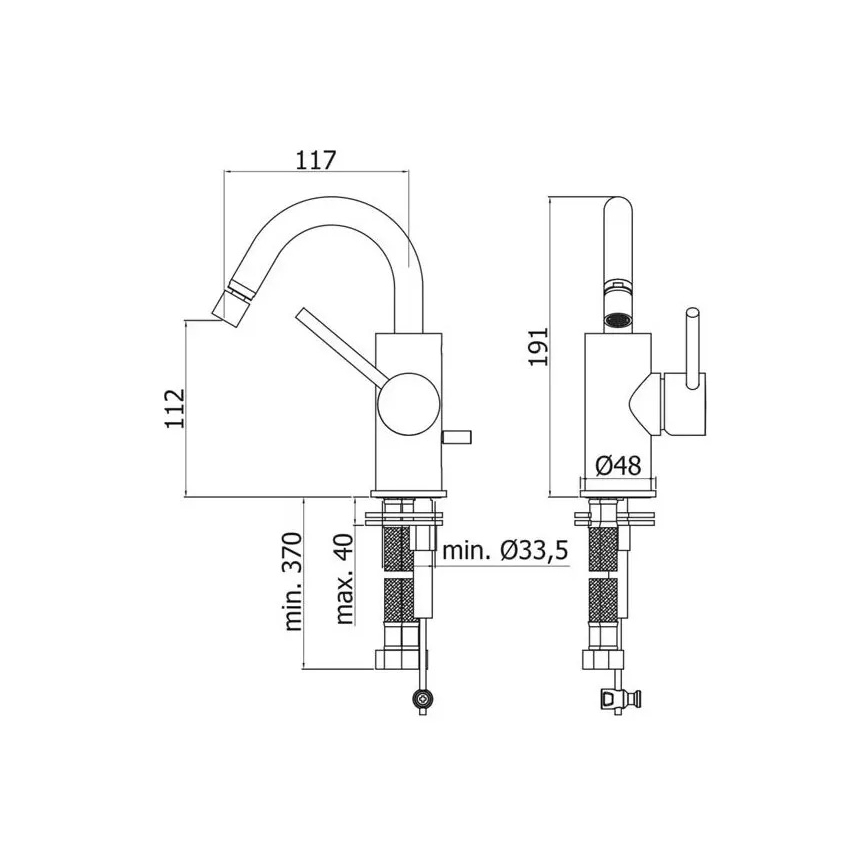 Paffoni - Смесител за биде LIGHT черен