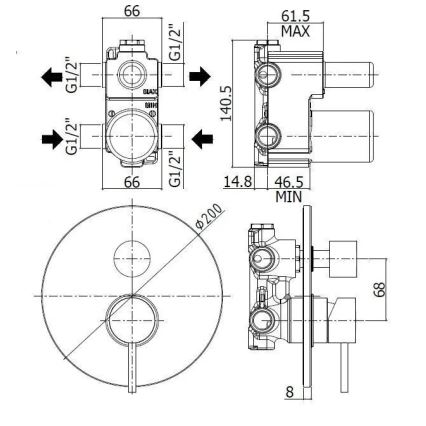Paffoni - Смесител за душ за вграждане LIGHT, неръждаема стомана