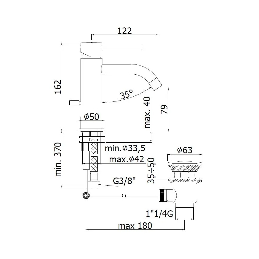 Paffoni - смесител за мивка + изпразнител LIGHT бял