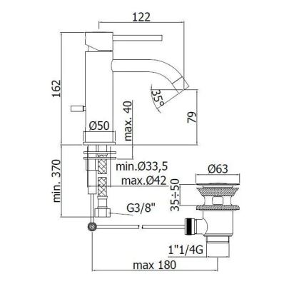 Paffoni - Смесител за мивка + изпускател LIGHT лъскав хром